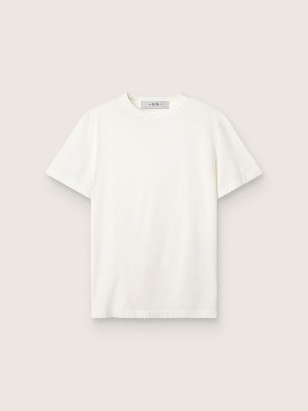 Distressed regular-fit women’s T-shirt in white