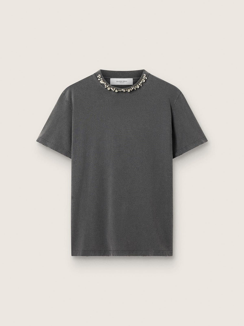 Women's anthracite gray T-shirt with crystals