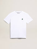 Women's white T-shirt with green star on the front