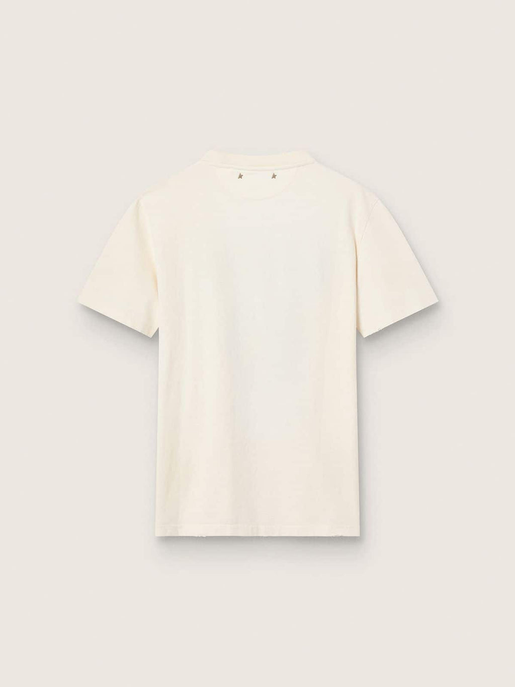 Women’s T-shirt in aged white cotton with seasonal print