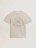 Women’s T-shirt in gray melange cotton with seasonal print