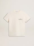 Women’s T-shirt in aged white with logo on the chest