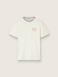 Women's aged white cotton T-shirt with hand embroidery