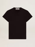 Women’s slim-fit distressed T-shirt in black