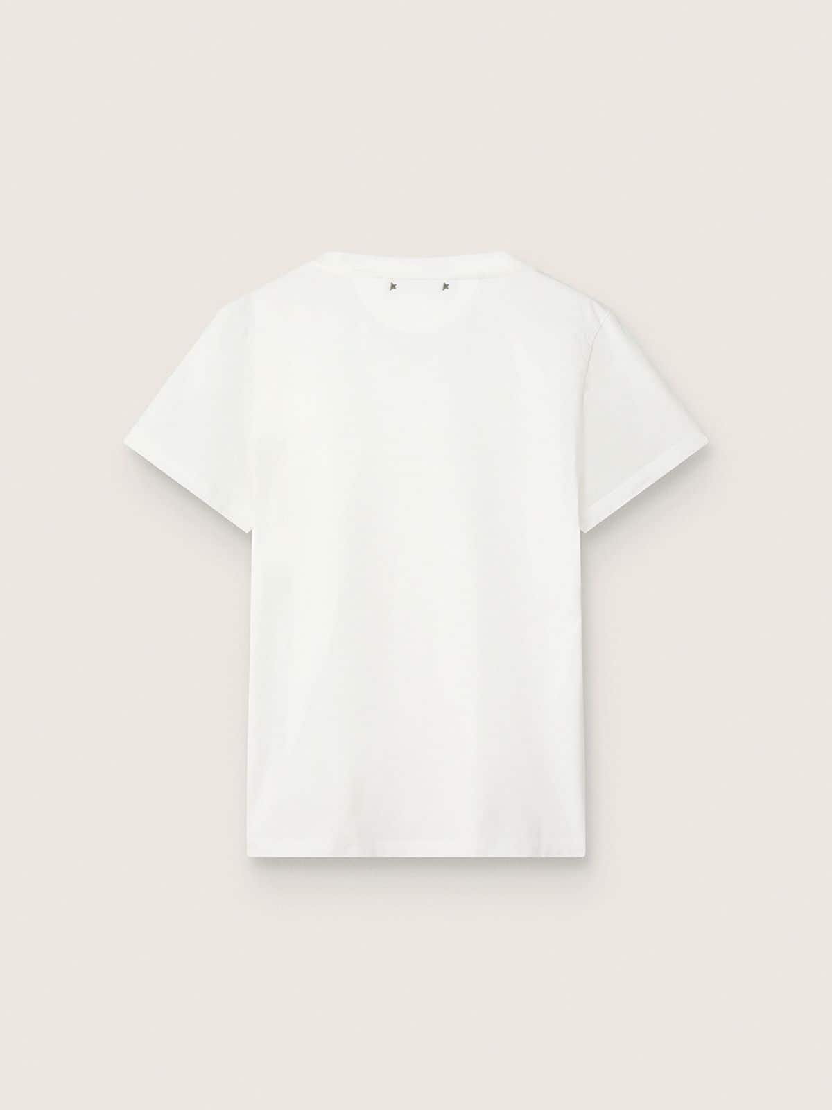 Distressed slim-fit women’s T-shirt in white