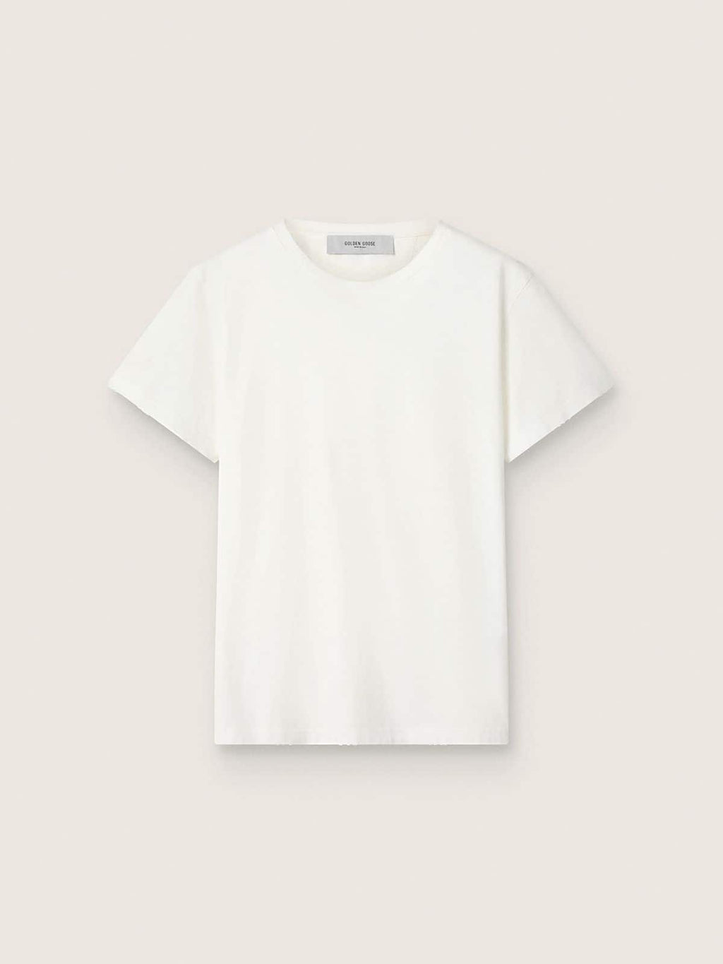 Distressed slim-fit women’s T-shirt in white