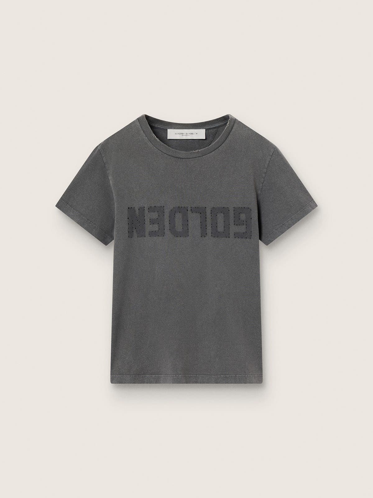 Distressed slim-fit T-shirt in anthracite gray