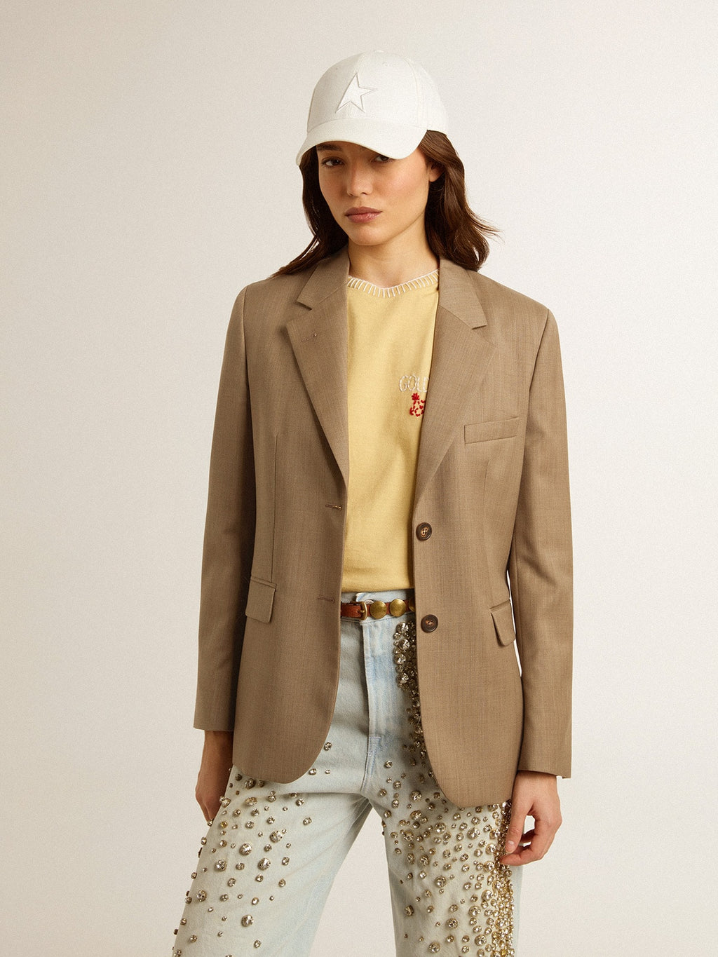 Women's dove-gray double-breasted blazer