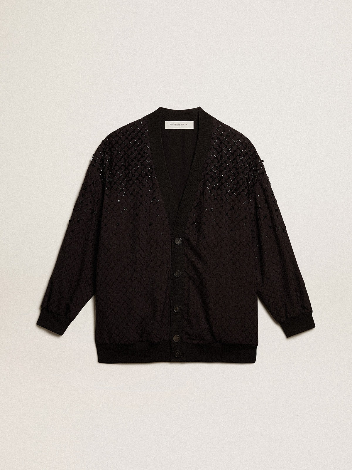 Women’s black cardigan with shaded embroidery