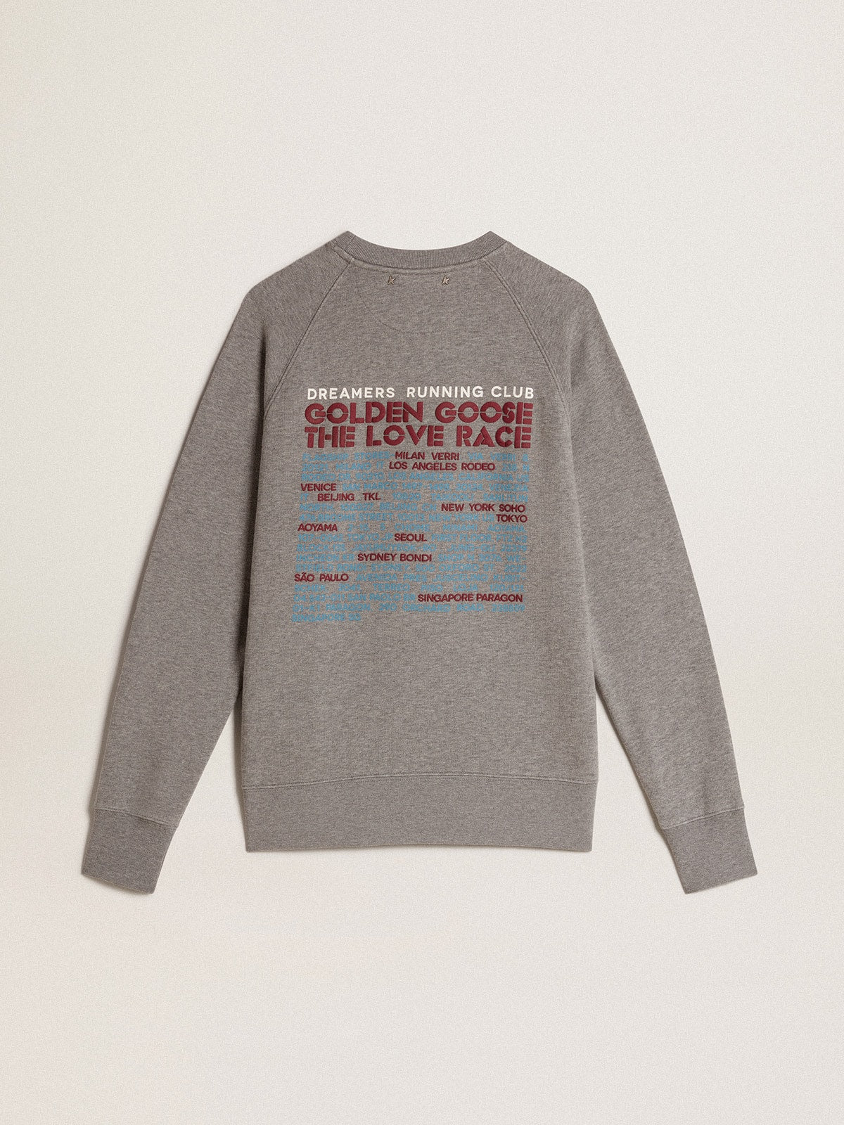 Gray melange cotton sweatshirt with manifesto on the back