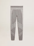 Women’s gray melange leggings with mixed stitching