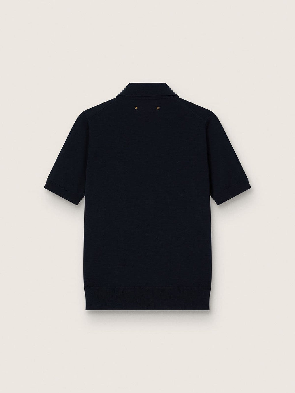Women’s polo shirt in navy-blue merino wool