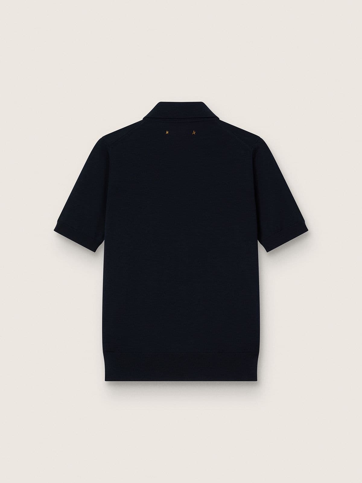 Women’s polo shirt in navy-blue merino wool