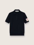 Women’s polo shirt in navy-blue merino wool