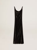 Women's black velvet-effect slip dress