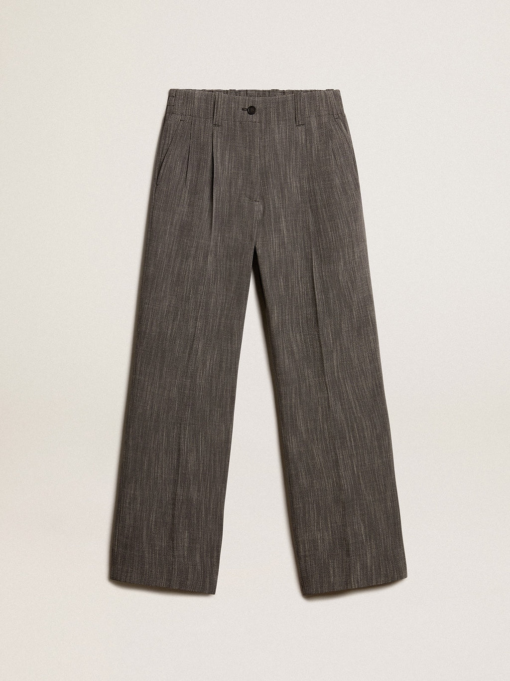 Women’s high-waisted pants in gray melange wool blend
