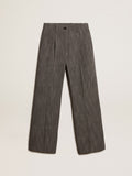 Women’s high-waisted pants in gray melange wool blend