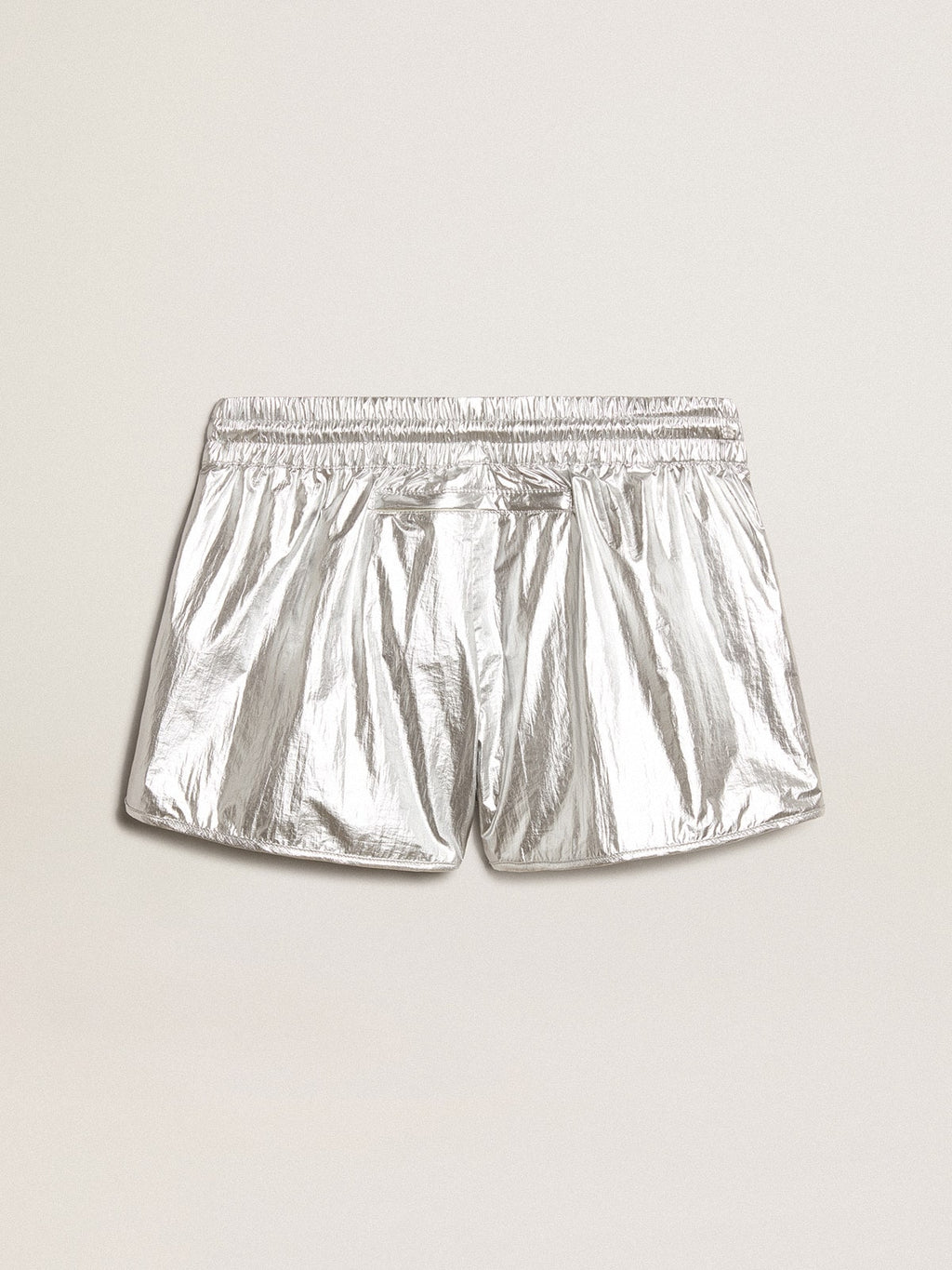 Women’s running shorts in silver fabric
