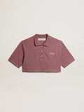 Taupe pink-colored cotton piquet cropped polo shirt