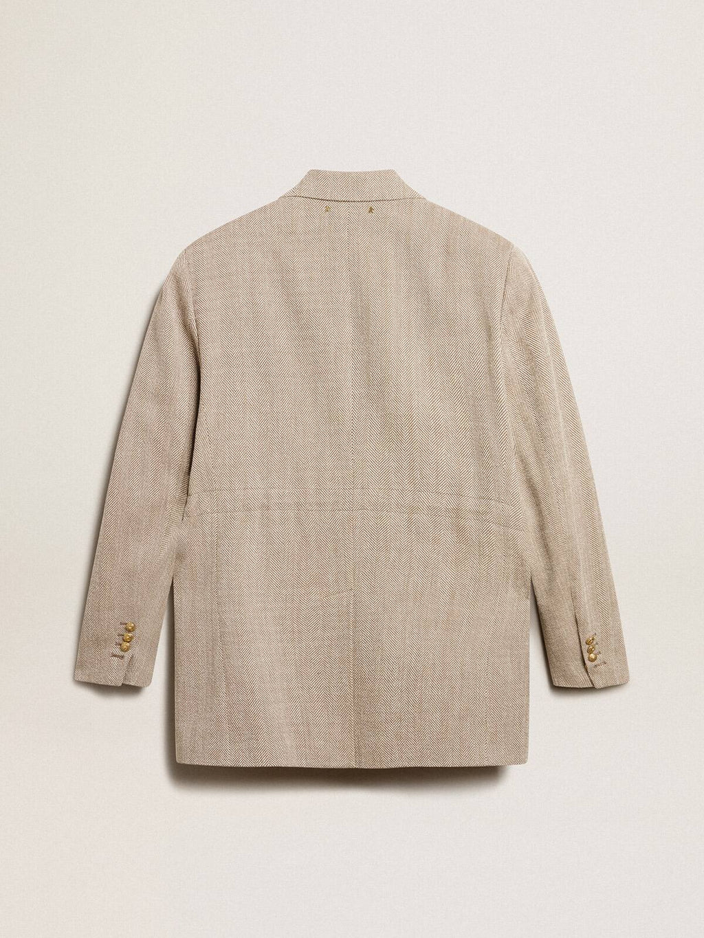 Women’s beige double-breasted blazer with button fastening