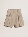 Women’s aged white cotton shorts with elasticated waist