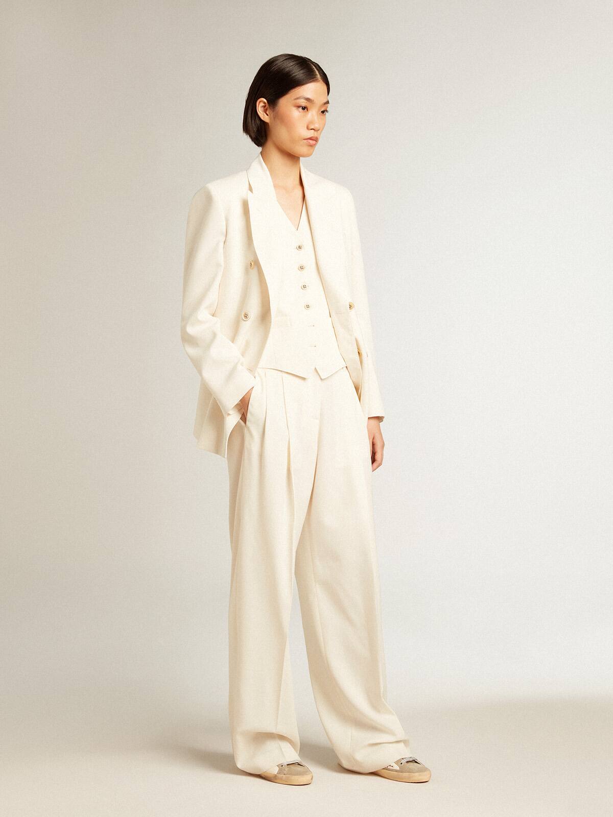 Women's aged white V-neck gilet