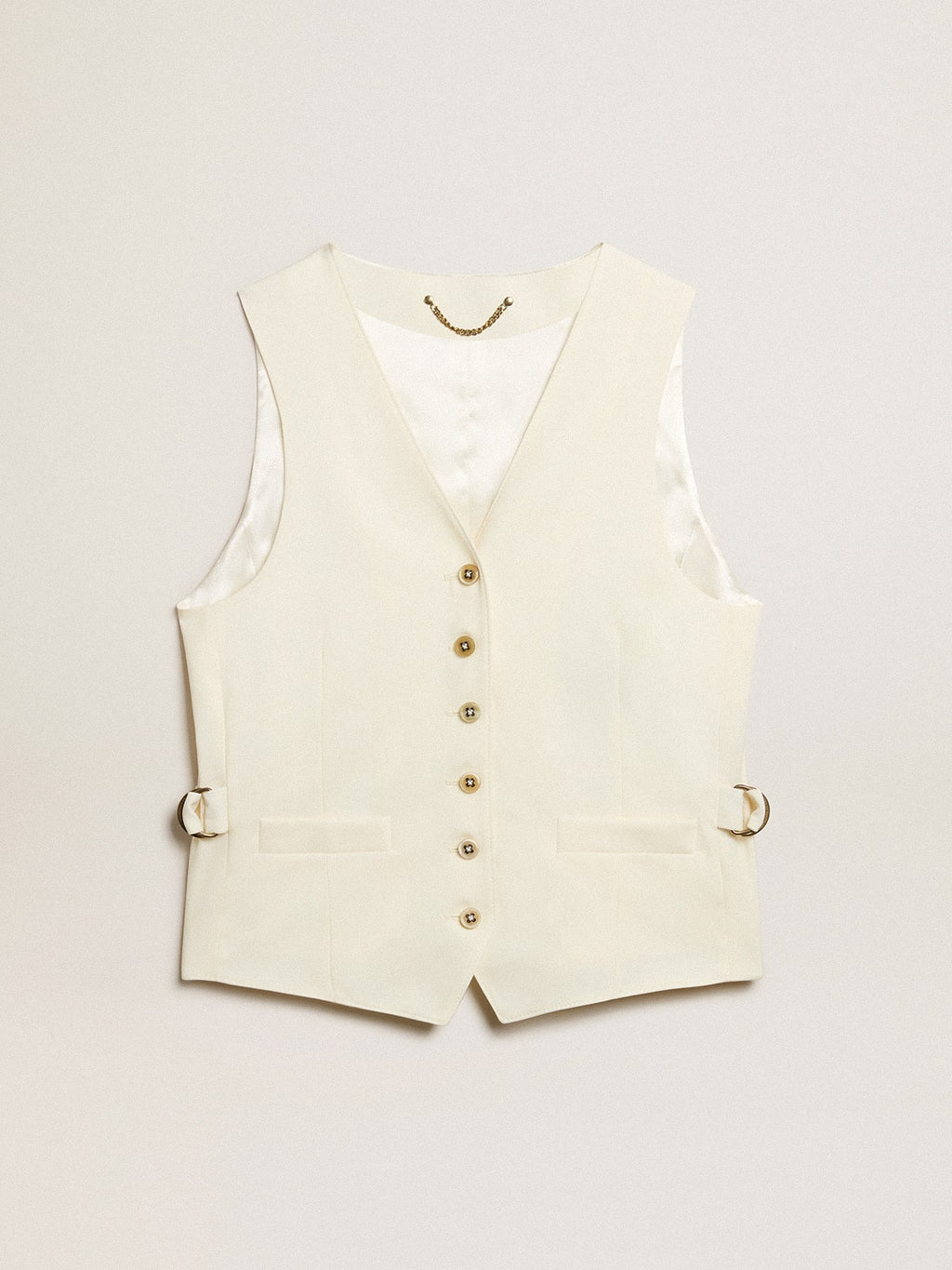 Women's aged white V-neck gilet