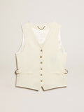 Women's aged white V-neck gilet