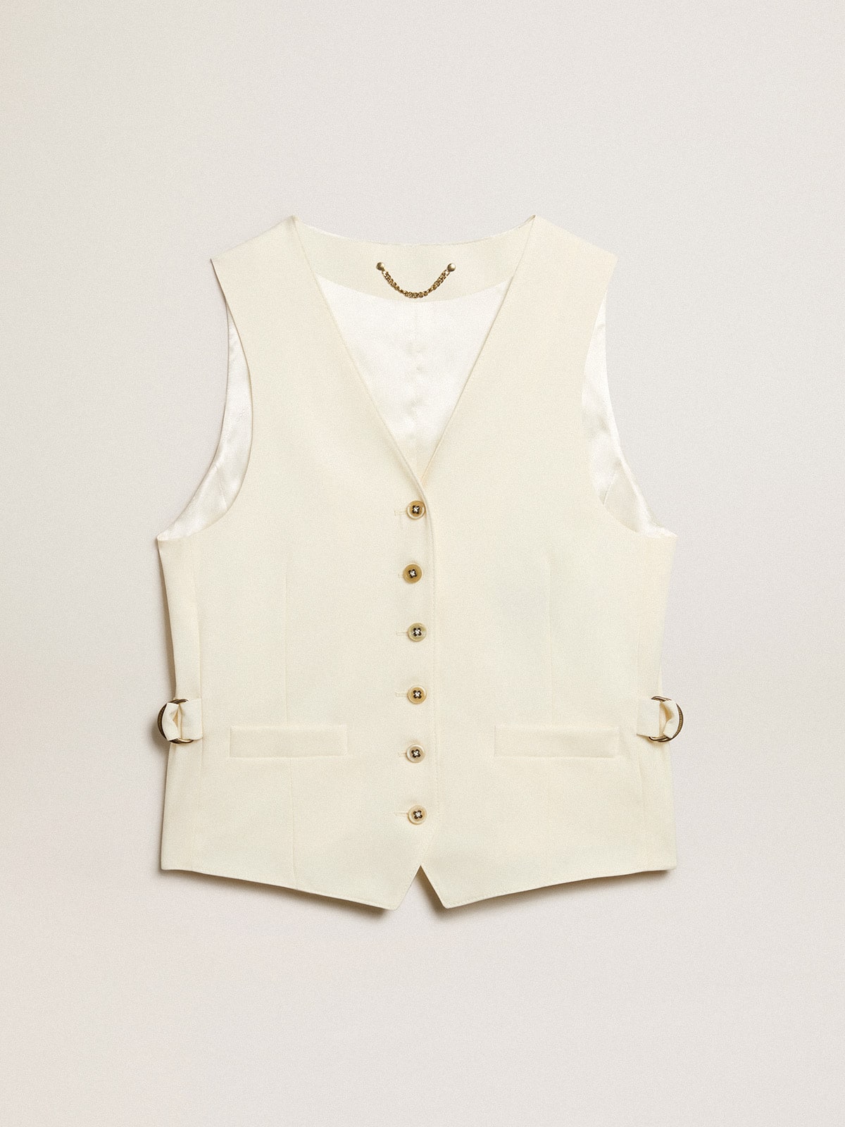 Women's aged white V-neck gilet