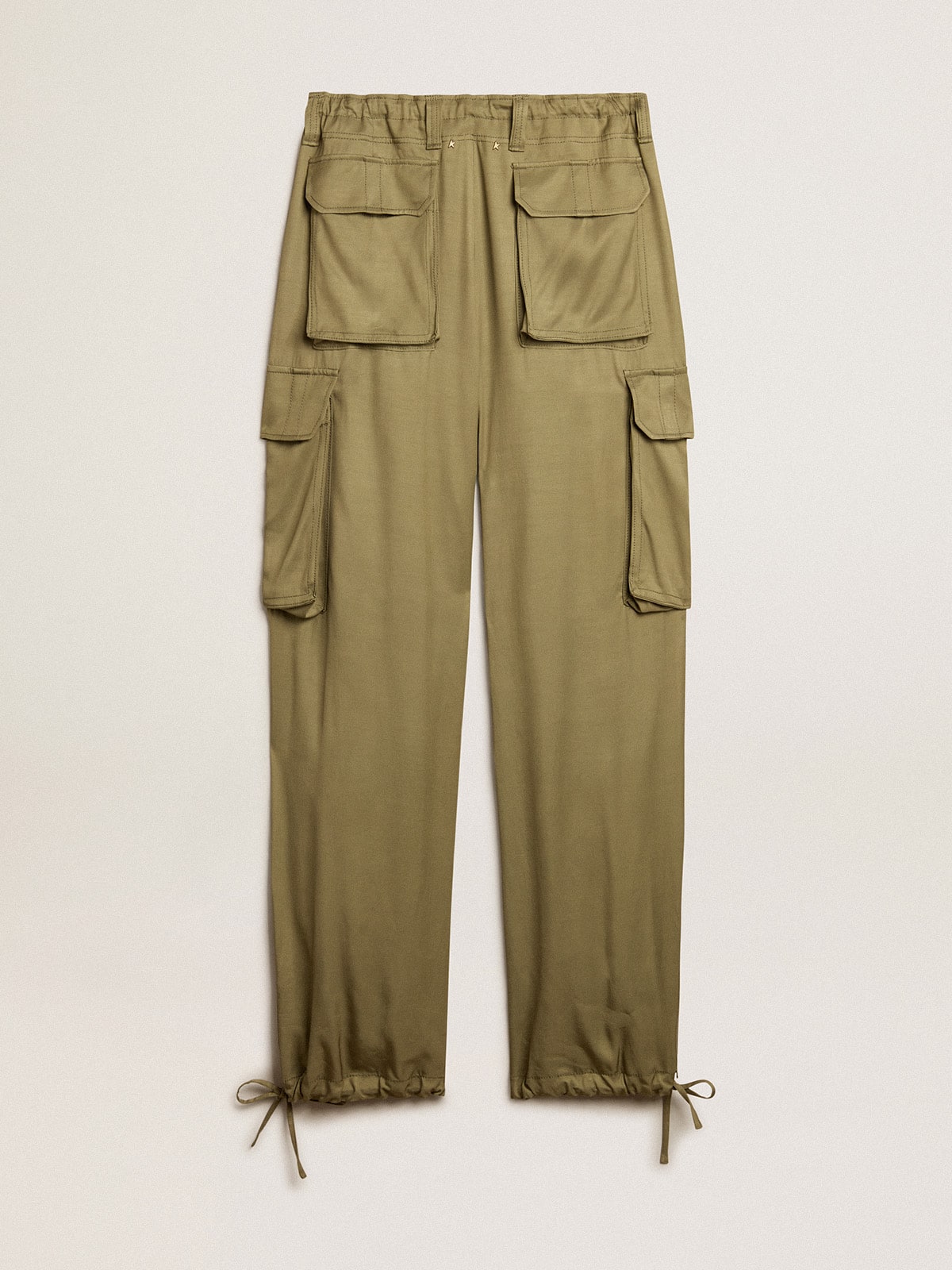 Women’s olive-colored viscose cargo pants