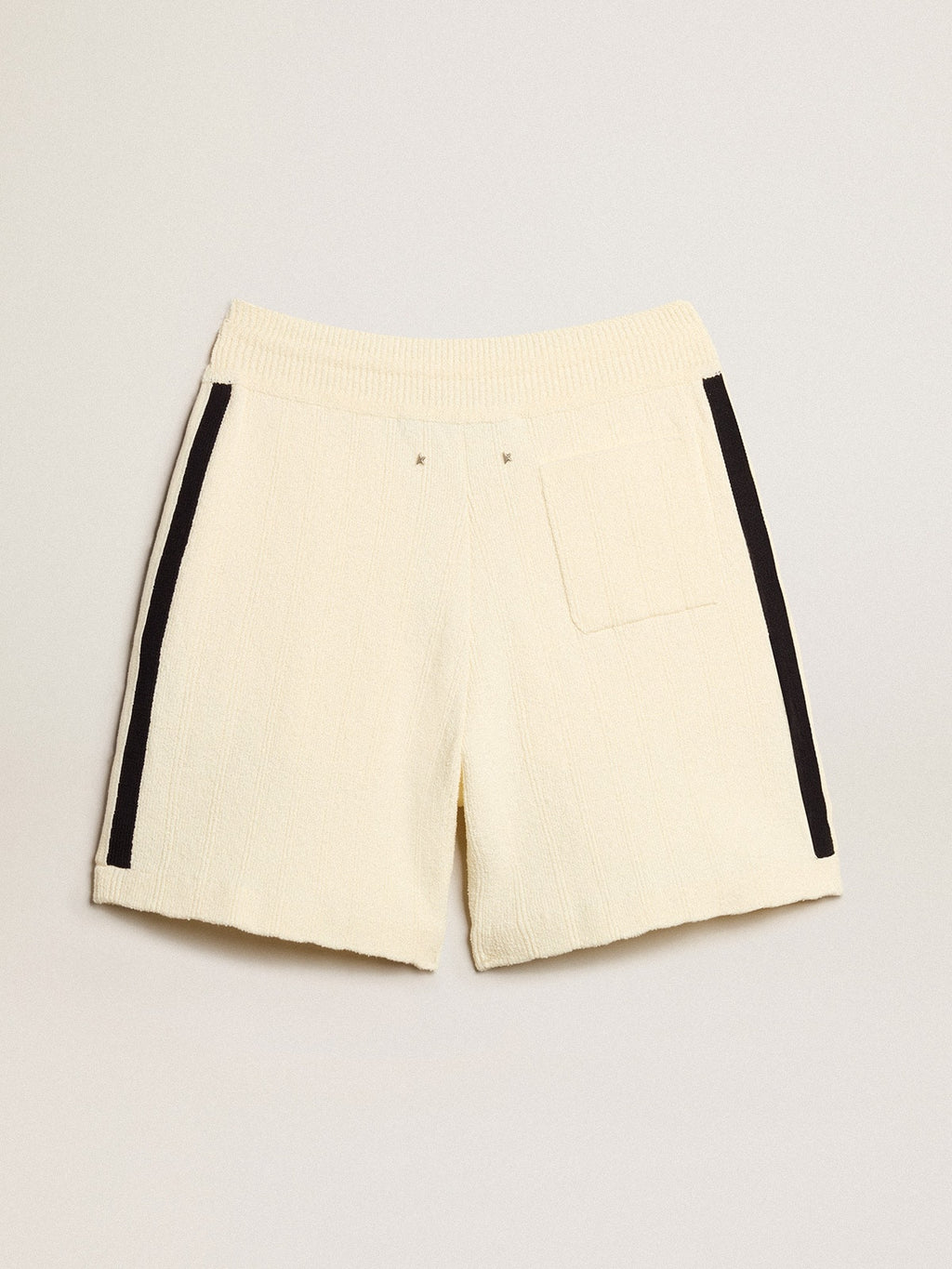 Women's vintage white shorts with blue rib knit on the sides