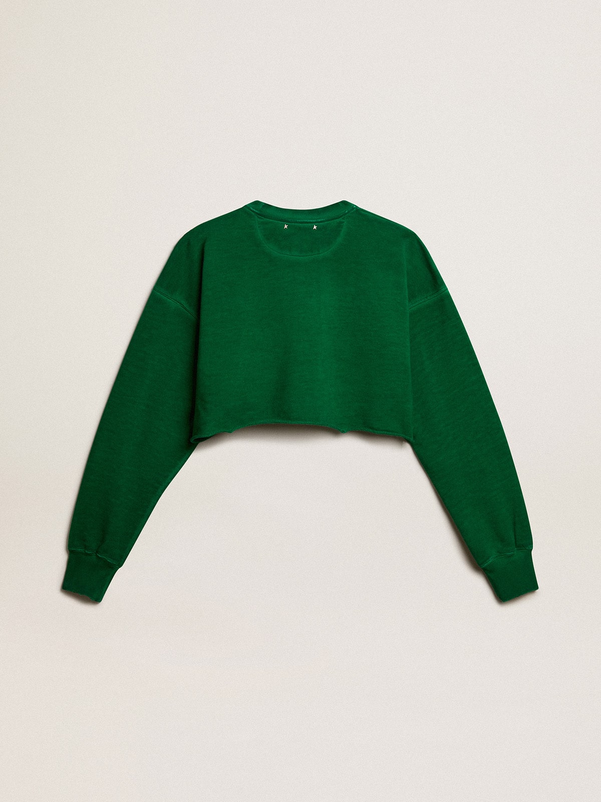 Green cropped round-neck cotton sweatshirt