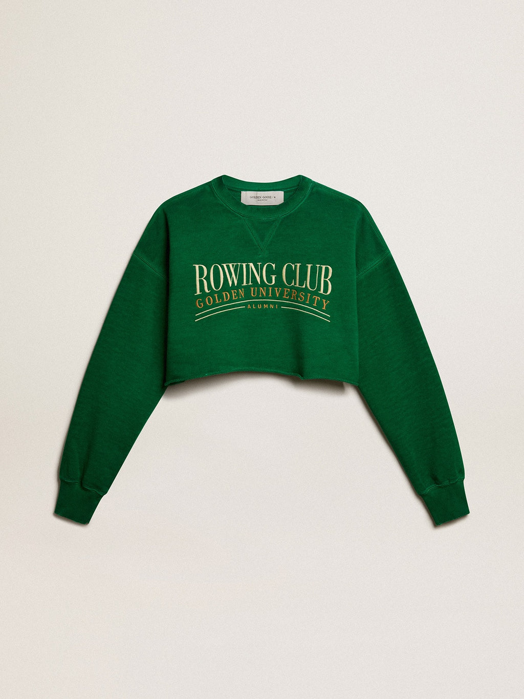 Green cropped round-neck cotton sweatshirt