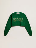 Green cropped round-neck cotton sweatshirt