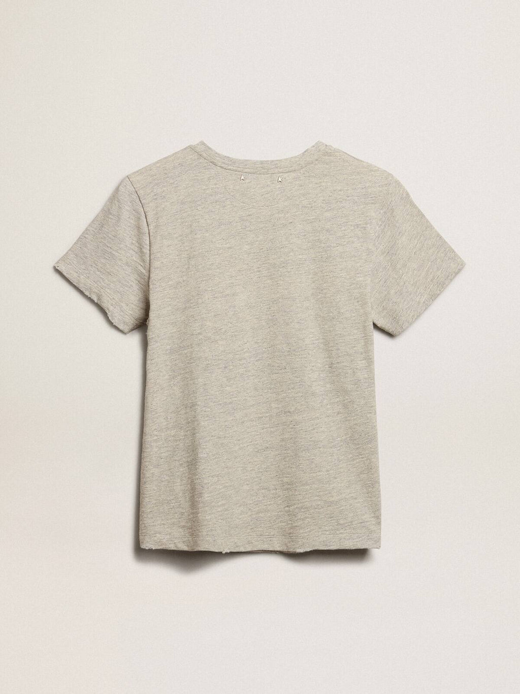 Women’s gray melange cotton T-shirt with embroidered lettering