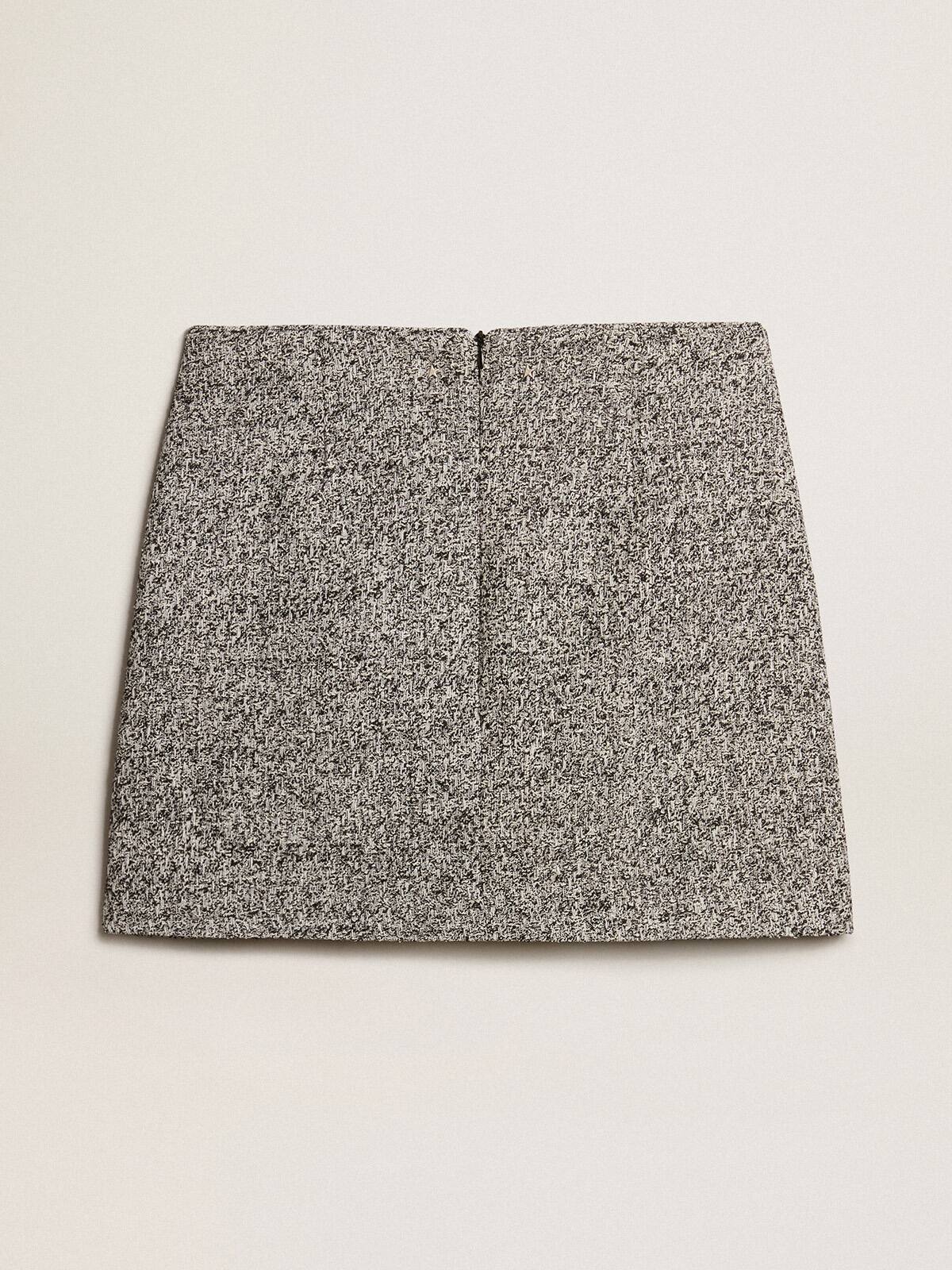 Miniskirt in black and white bouclé cotton