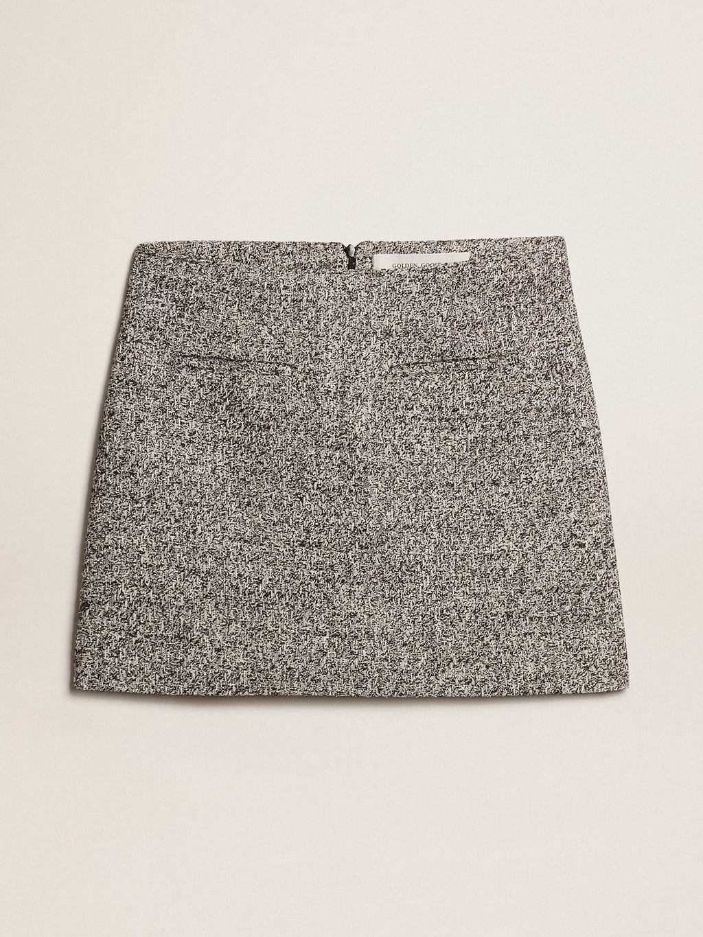 Miniskirt in black and white bouclé cotton