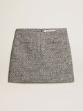 Miniskirt in black and white bouclé cotton