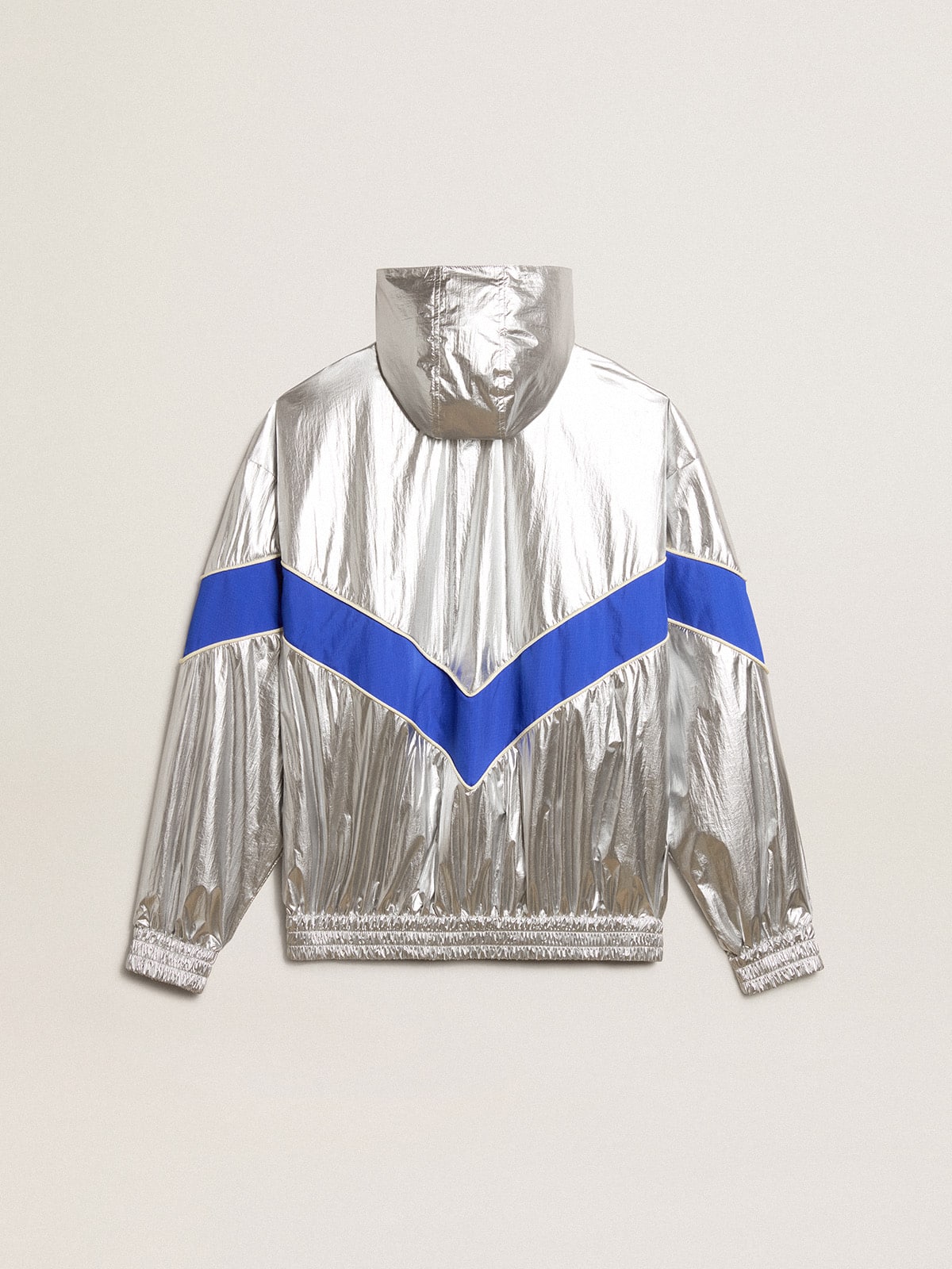 Women’s windcheater in silver technical fabric