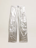Cargo pants in silver technical fabric