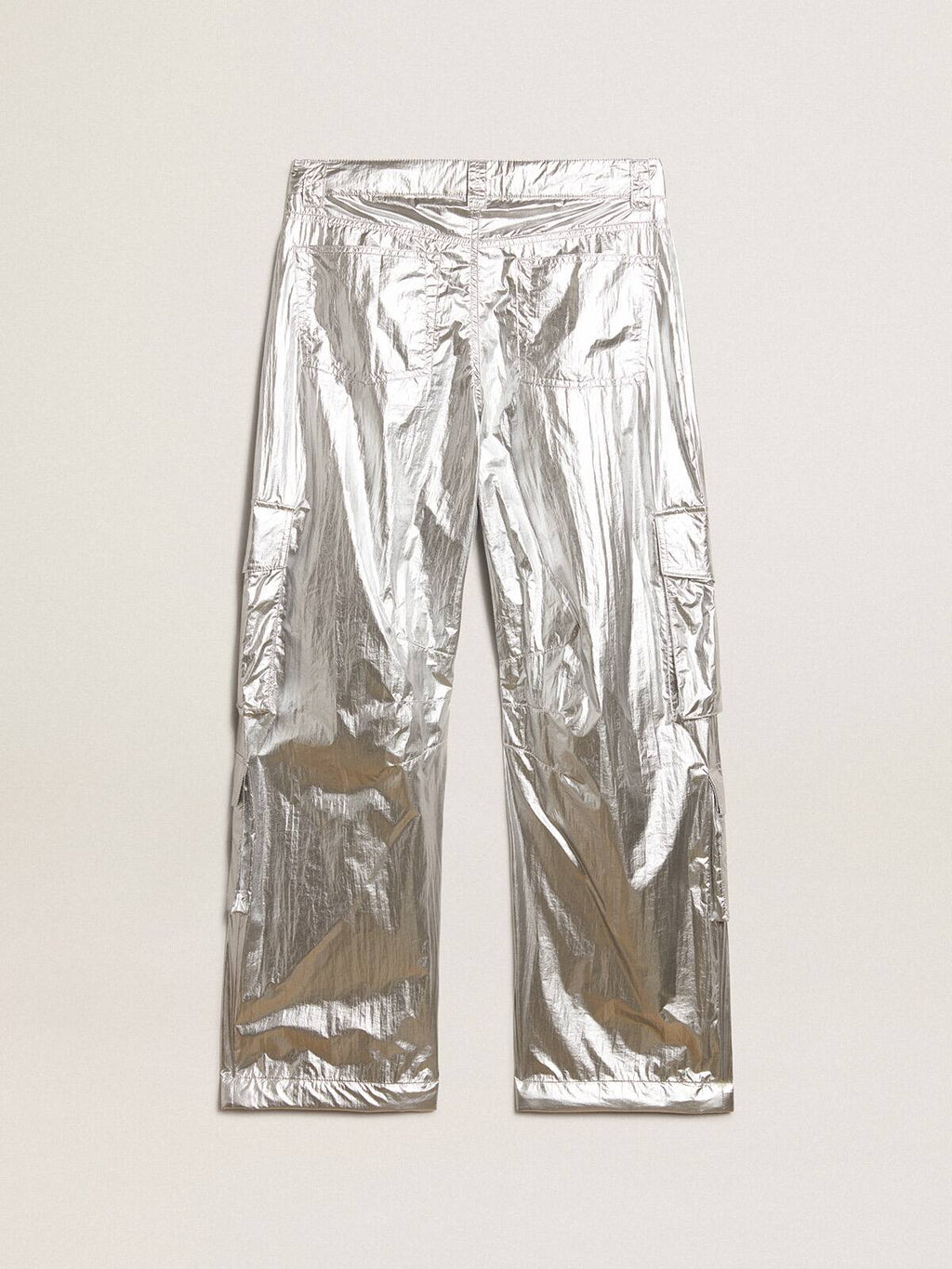 Women’s cargo pants in silver technical fabric