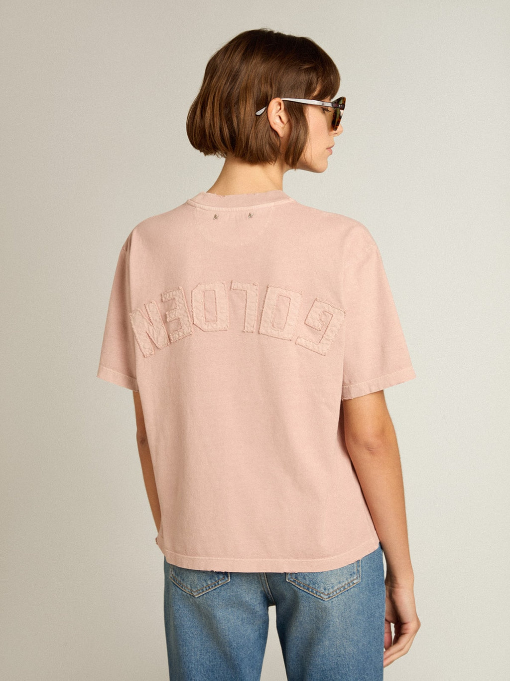 Powder-pink T-shirt with reverse logo on the back - Jersey Capsule