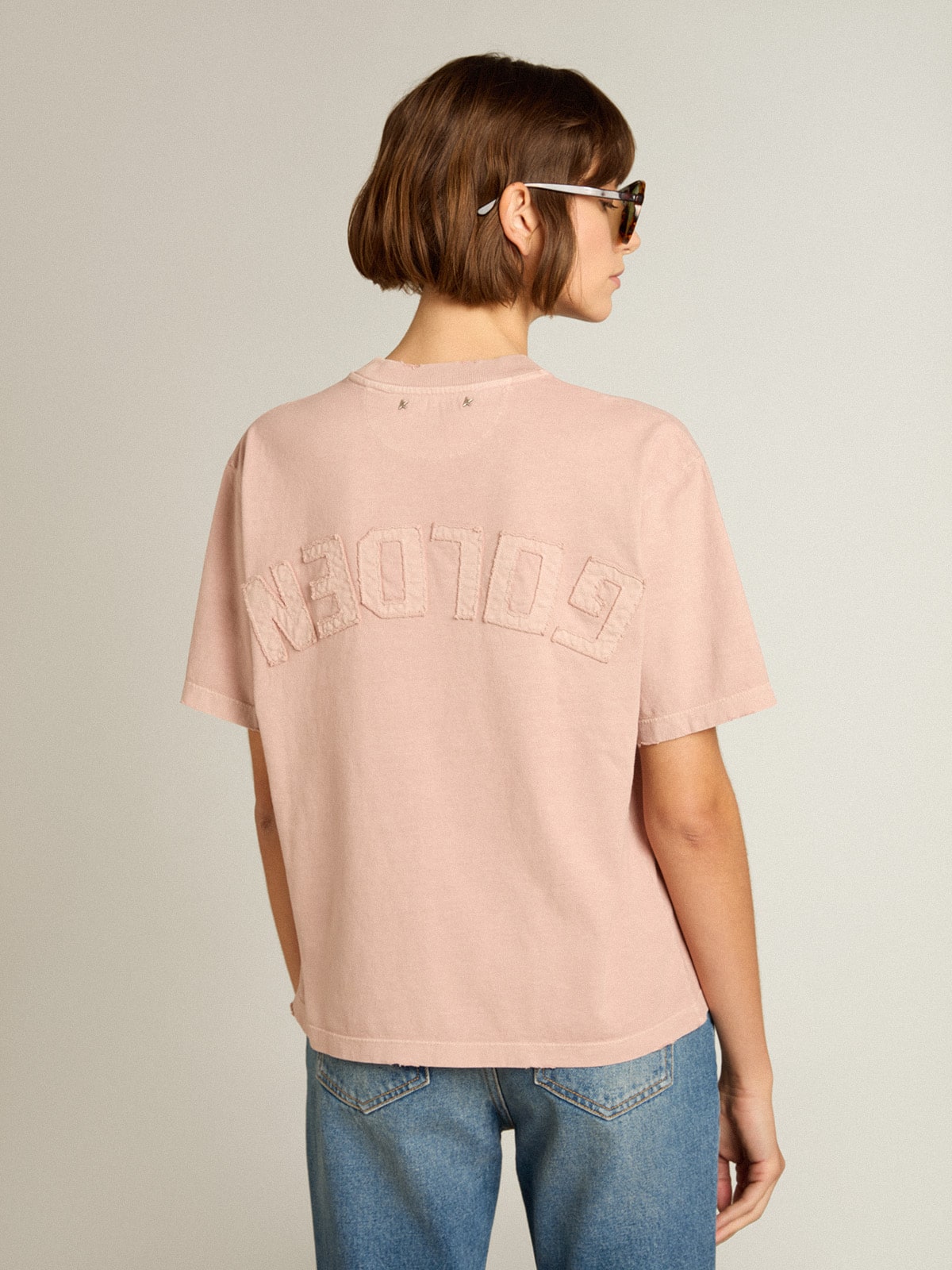 Powder-pink T-shirt with reverse logo on the back - Jersey Capsule