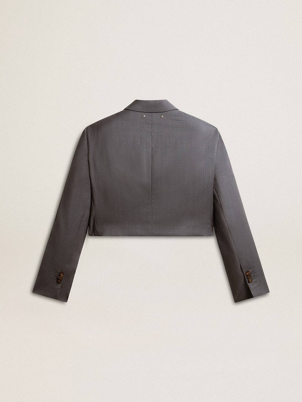 Women's single-breasted cropped jacket in baby blue wool