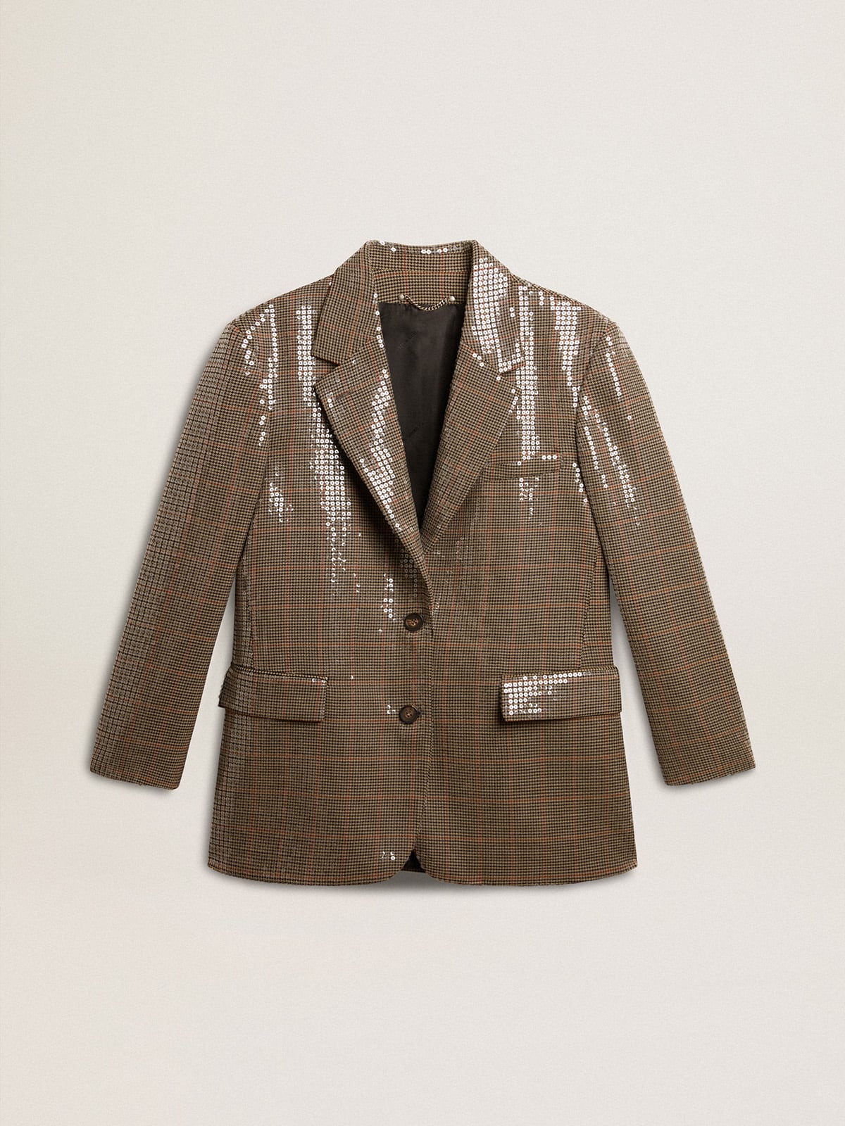 Women's houndstooth jacket with all-over sequin embroidery