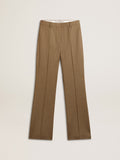 Women's pants in dove-gray tailored wool fabric
