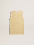Mesh knit top with sequins and contrasting details