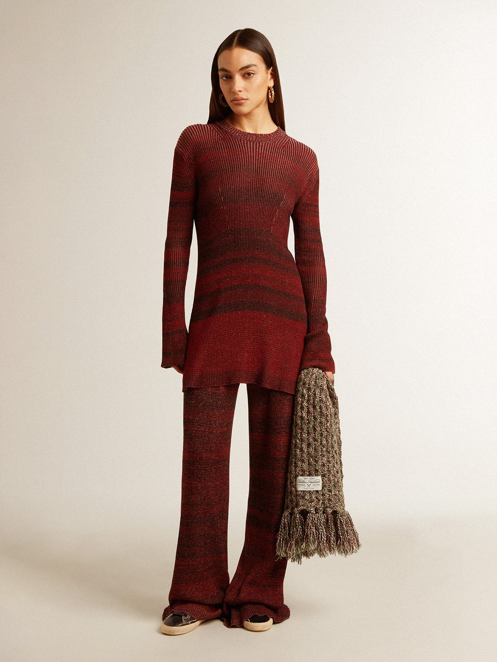Irregular-striped cotton dress
