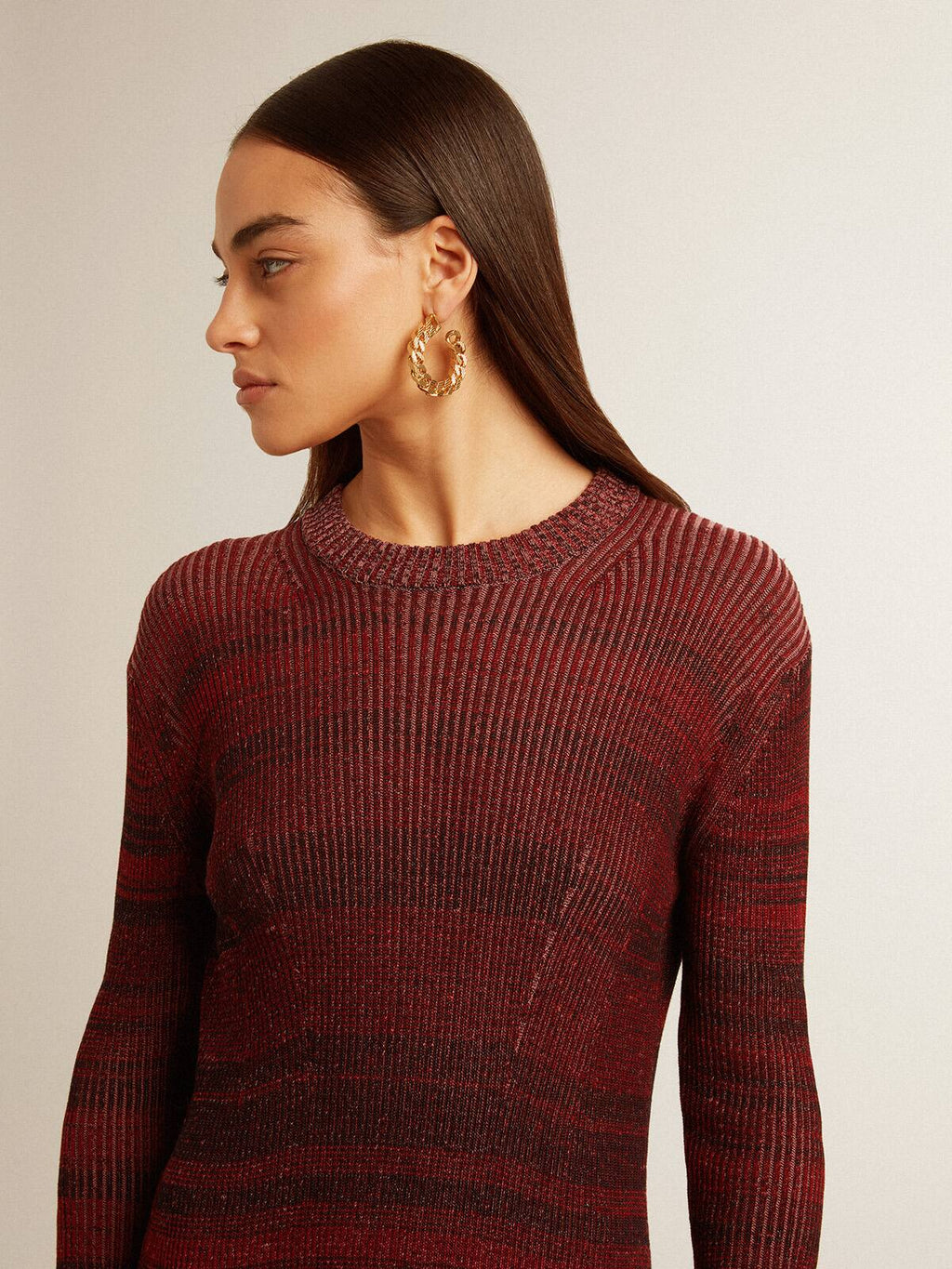 Irregular-striped cotton dress