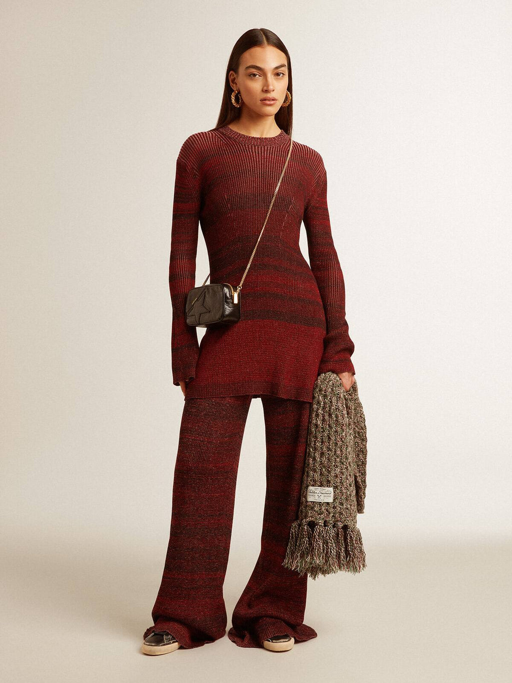 Irregular-striped cotton dress
